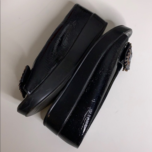 Patent Leather Beaded Clasp Slide Open Back shoe black - Picture 4 of 8